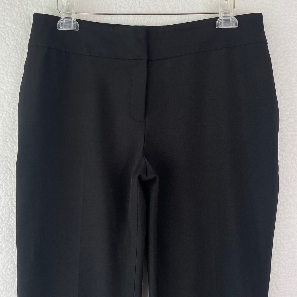 Kasper Womens Black Straight Leg Dress Pants Size 10 Flat Front Stretch Trousers